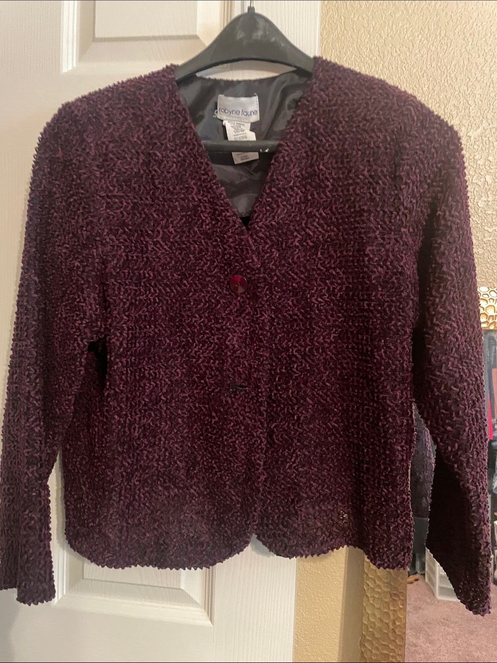 Robyne Faunce Textured V-Neck Jacket in Deep Wine
